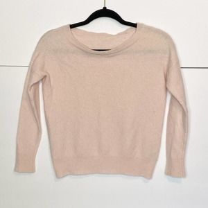 100% cashmere sweater, pale pink cashmere sweater, pink sweater, scoop neck